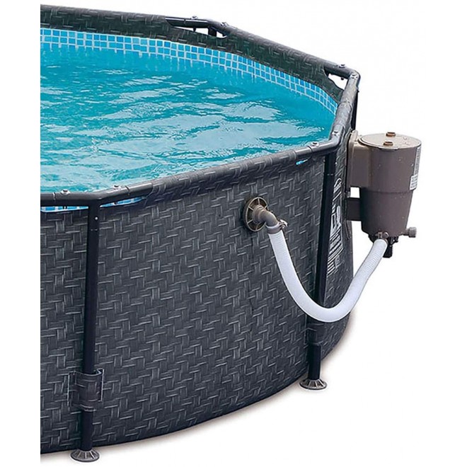 Summer Waves P20010301 Active 10ft x 30in Outdoor Round Frame Above Ground Swimming Pool Set with 120V Filter Pump with GFCI, Gray Wicker