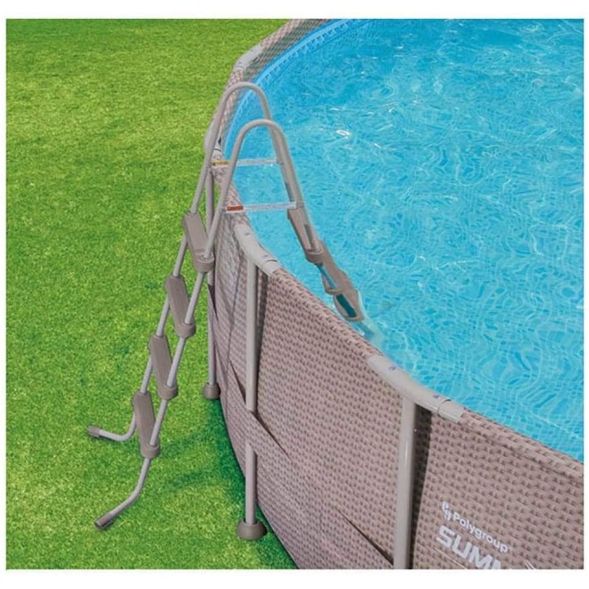 Summer Waves 16ft x 48in Elite Wicker Print Above Ground Frame Pool Set w/Pump