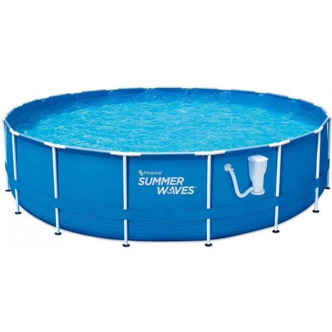 Summer Waves Active 10 Foot x 30 Inch Metal Frame Outdoor Backyard Above Ground Swimming Pool Set with Filter Pump, Type I Cartridge, and Repair Patch