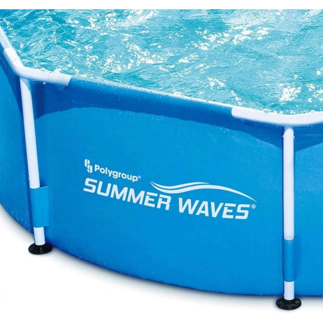 Summer Waves P2000830A Active 8ft x 30in Outdoor Round Frame Above Ground Swimming Pool Set with Filter Pump and Type D Filter Cartridge, Blue